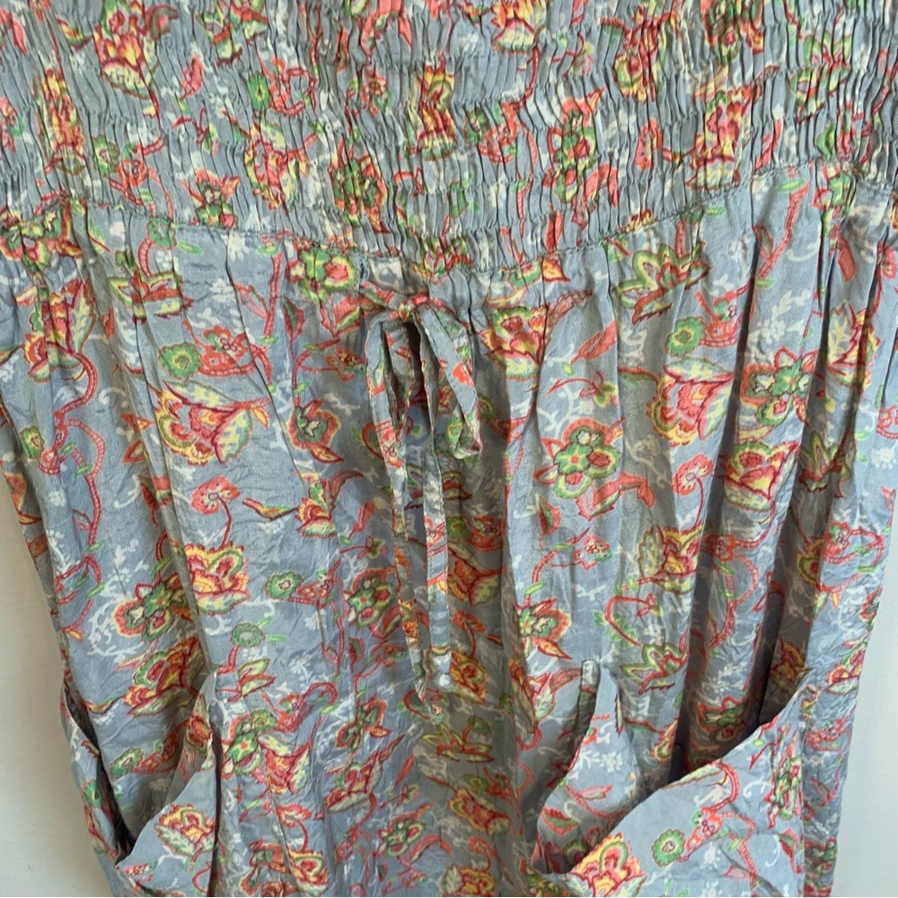 The Masai Clothing Co Smocked Pocket Front Floral Drawstring Midi Sun Dress - Picture 4 of 12
